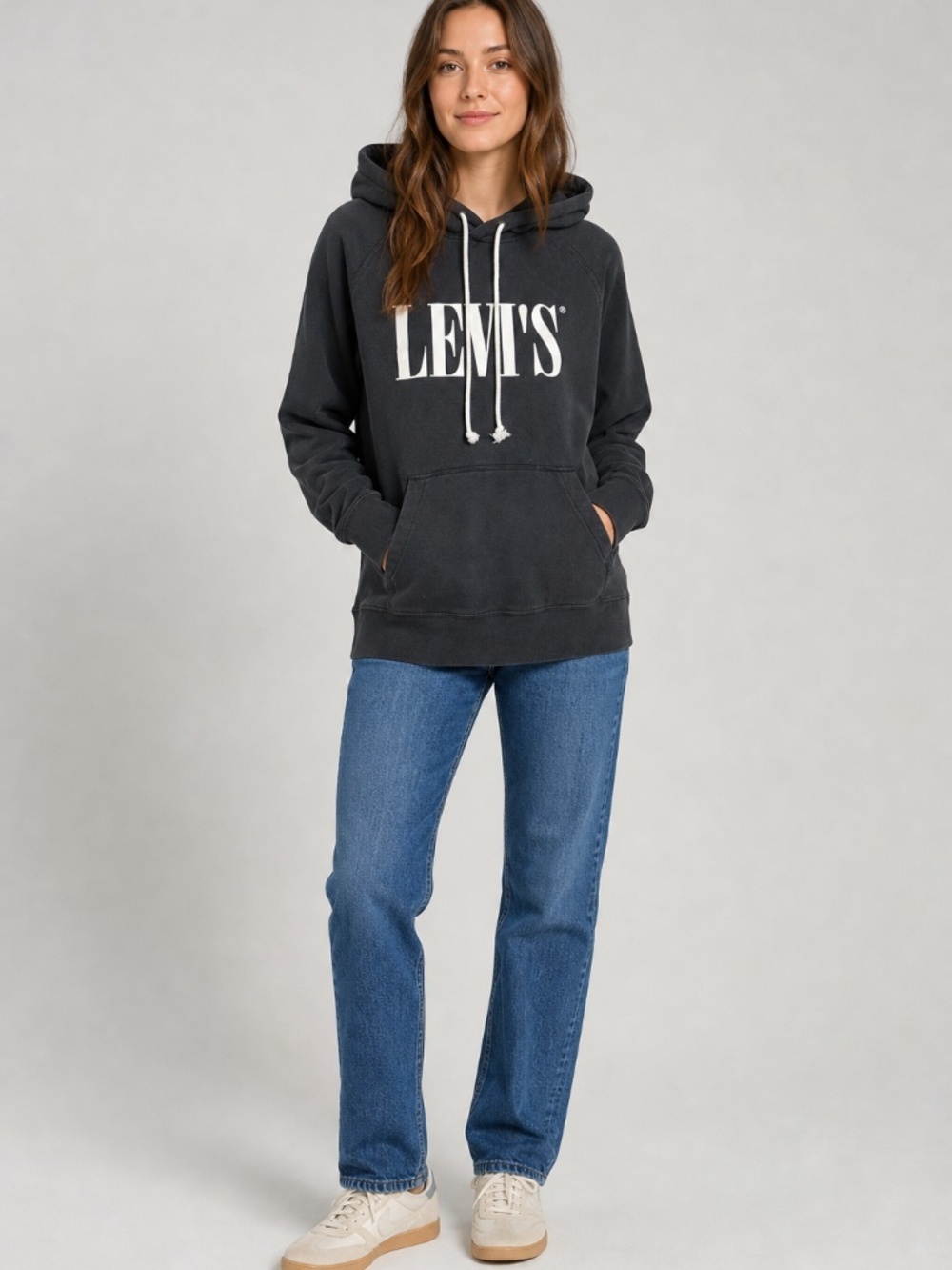 ❤️ Levi's Black & White Spell Out Logo Men’s Hoodie S